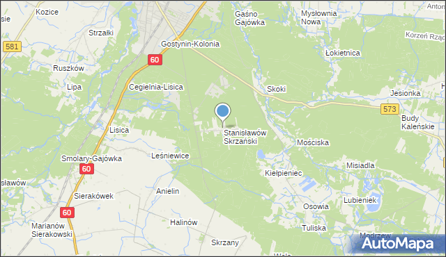 mapa Stanisławów Skrzański, Stanisławów Skrzański na mapie Targeo